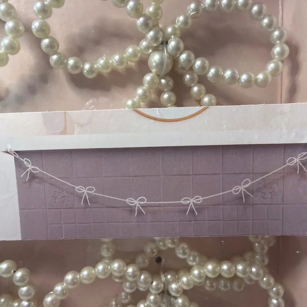 Cupcakes and Cashmere Pearl Bow 6 Foot Coquette Romance Garland New